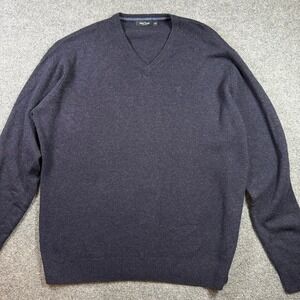James Pringle Sweater Mens XXL Navy Blue Pure New Wool V-Neck Knit Pullover